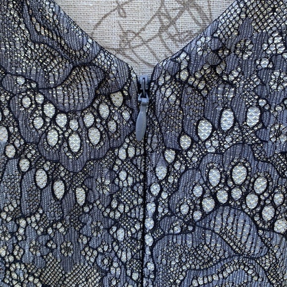 eliza J Metallic Lace Sheath Dress - Gun Metal - Picture 9 of 15